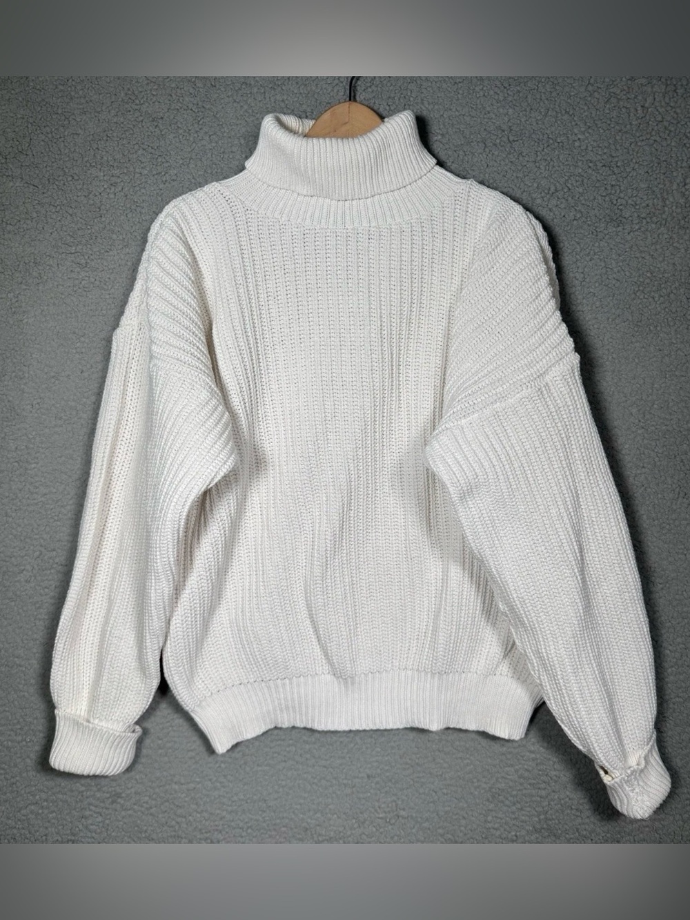 Vtg Orvis 100% Cotton Fisherman Chunky Cable Knit Sweater White Large
